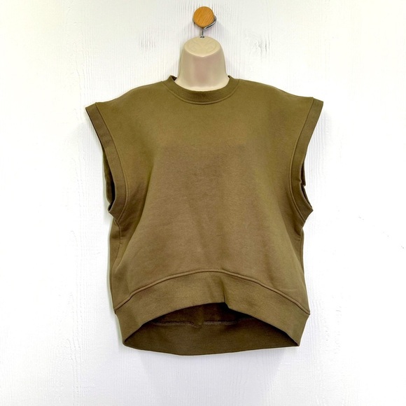 Zara - Ribbed Hemline Short Sleeve Gray Green Sweatshirt Blouse Size Small - Picture 1 of 11